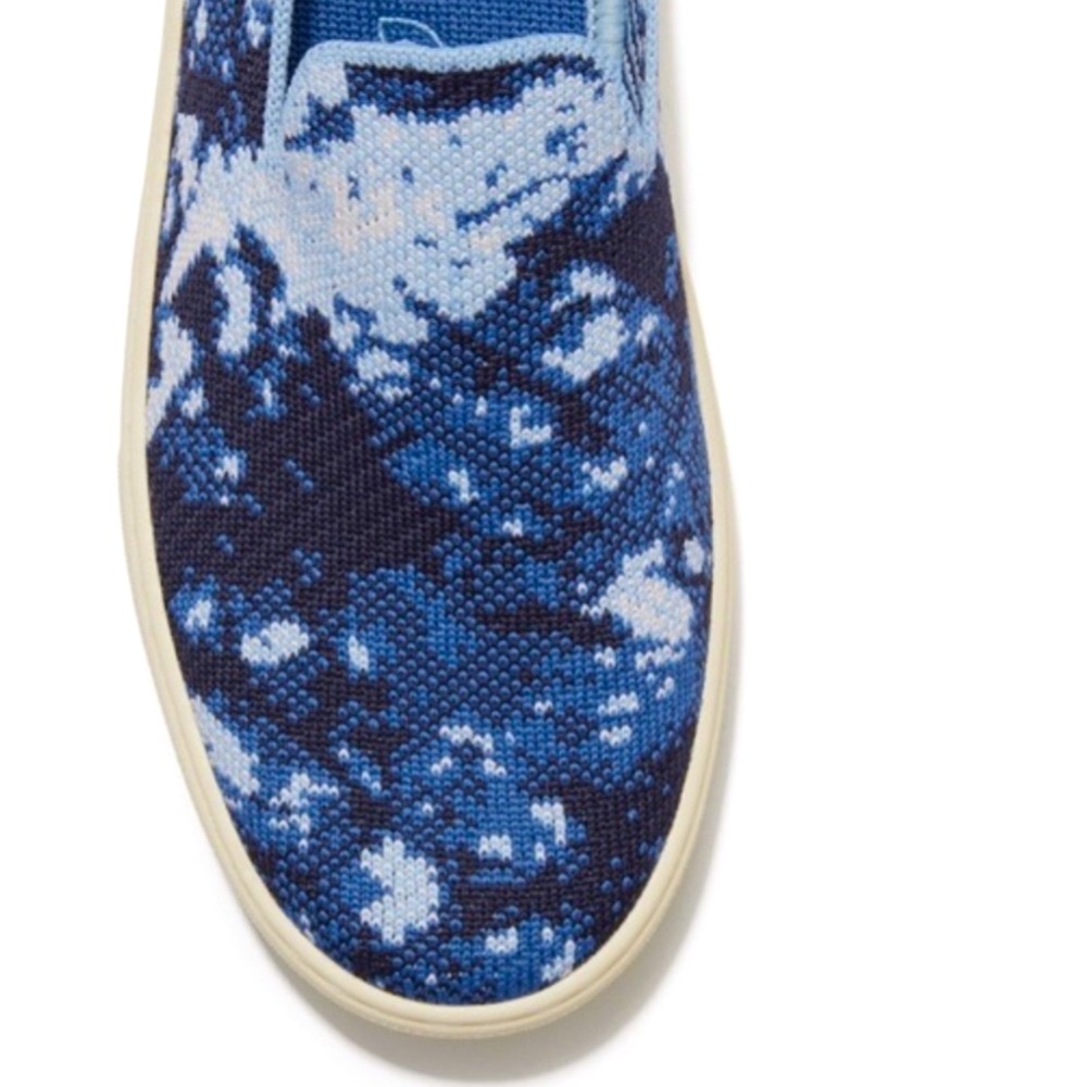 Rothy’s x The Butcher’s Daughter Limited Edition Shibori Blue Slip On Sneakers - Picture 3 of 16